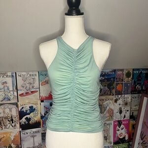 NWT Pilcro Reversible Seafoam & Yellow Ruched Racerback Keyhole Back Tank